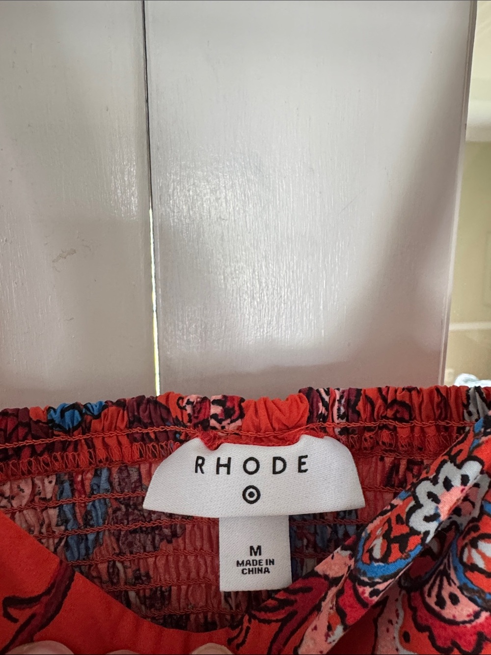 RHODE Red/Orange Floral Smocked Dress - Picture 2 of 5